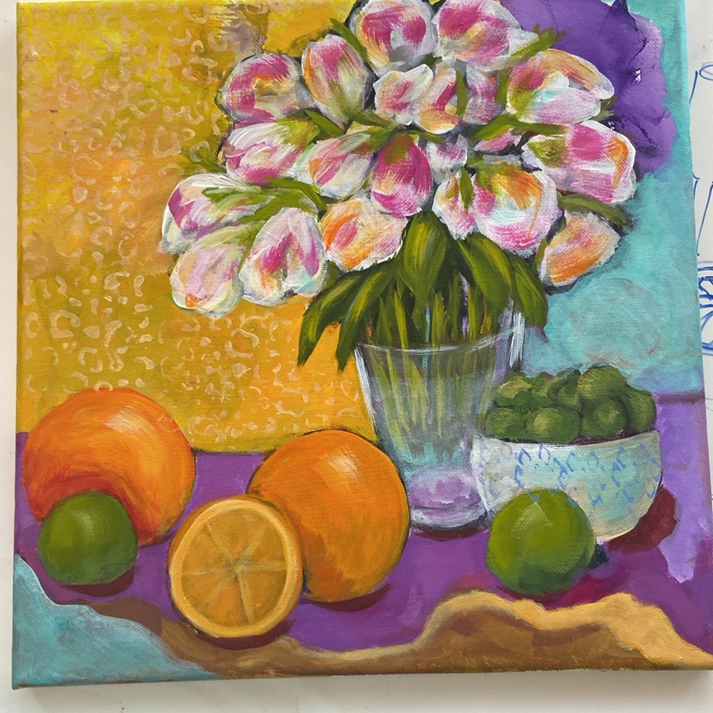 Hand Crafted Tulip Still Life with Bold Hues Vibrant Bloom: Tulip Still Life - Picture 6 of 7